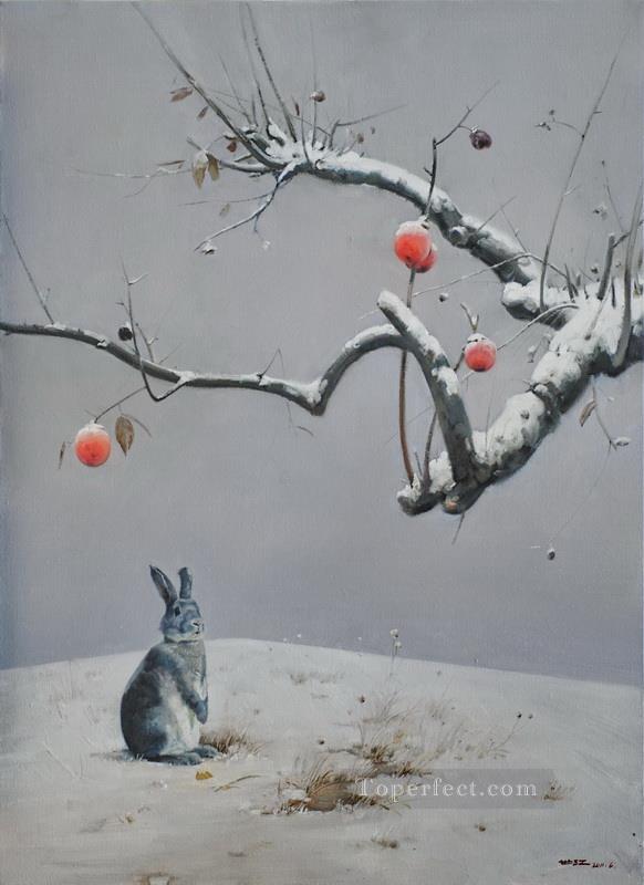 remaining red and snow bunny Oil Paintings